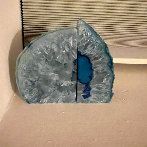 West Elm Agate Geode Book Ends - Blue - Picture 2 of 5
